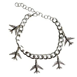 Handmade Silver Plated Bracelet with Airplane Charms